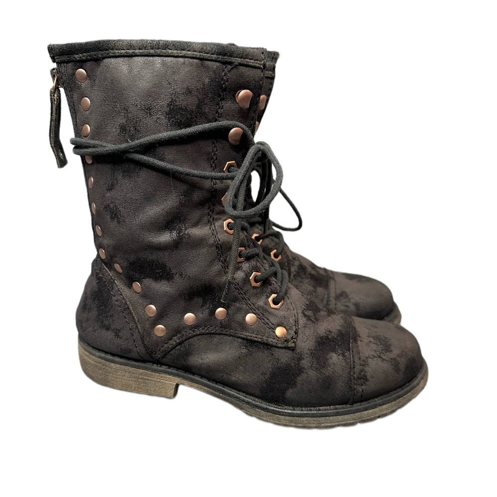 ROXY- Distressed Mid Calf Boot, lightly worn.